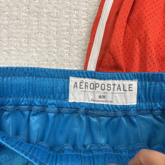 Lot x2 Aeropostale Mens Gym Shorts M Mesh Athletic Basketball drawstring - Picture 4 of 11